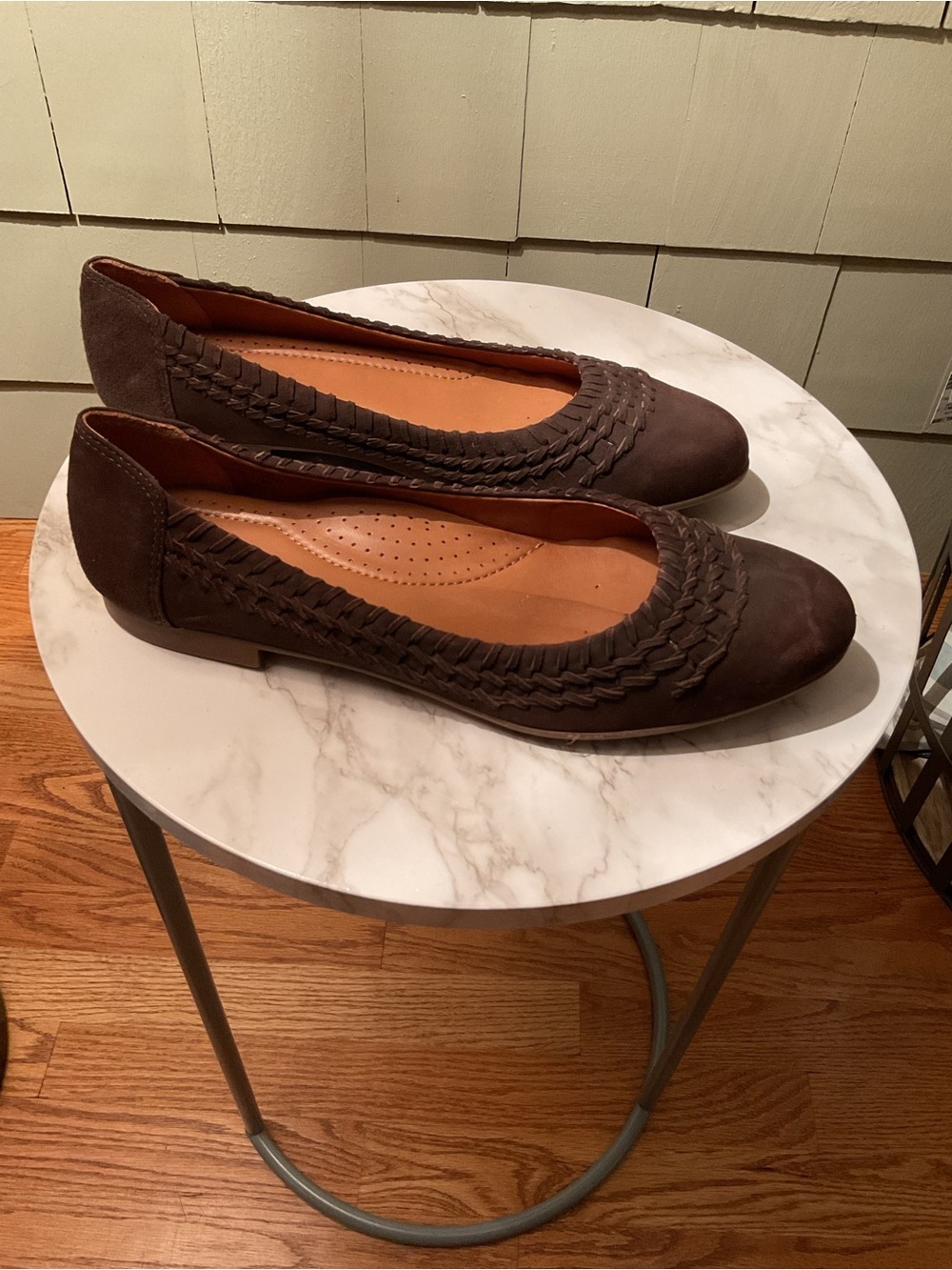 L.L. Bean Dark Brown Braided Leather Ballet Flats - Picture 3 of 5